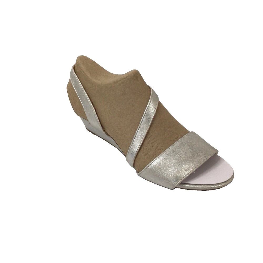 LifeStride Yasmine Metallic Silver Heeled Dress Shoe Size 7 Wide New Slip On